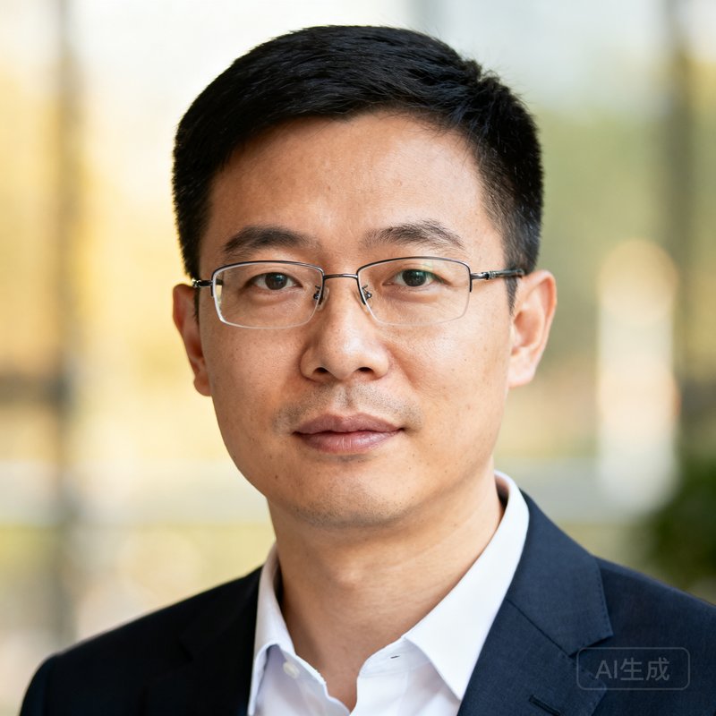 球琛首席技术官李伟的正面半身照，戴着眼镜神情专注